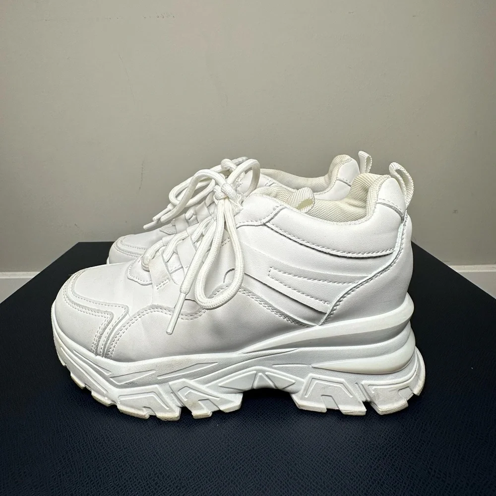White Platform Chunky Sneakers - Picture 3 of 8
